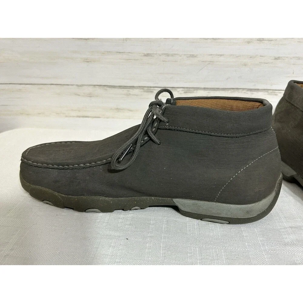 Twisted X Casual Shoes 9.5 Mens Chukka Driving Moc Boot Gray Leather MDM0086